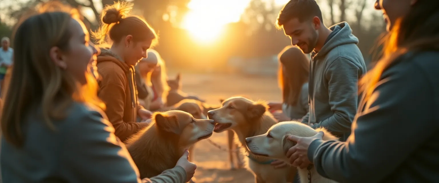 Volunteers feeding strays
